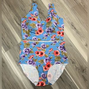Blue floral bra/panty set